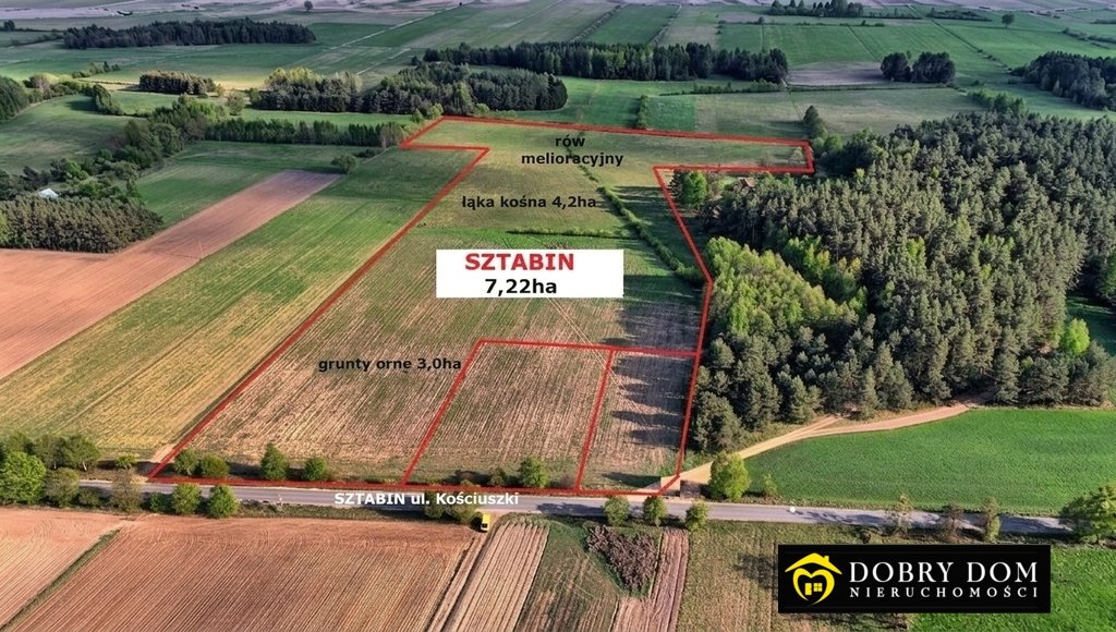Działka rolna 7,22 ha - dojazd asfaltowy i media w drodze Sztabin  722 000m2 Foto 1