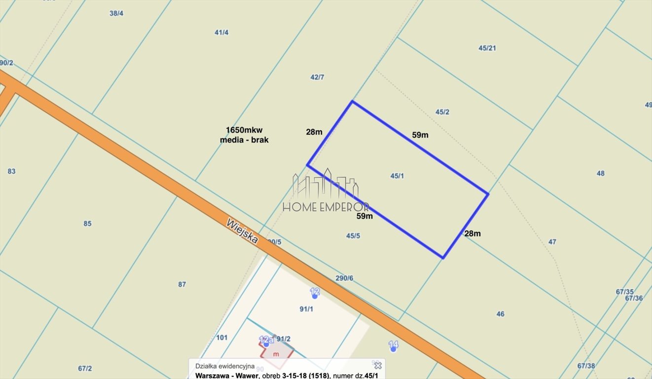 Działka leśna 1650 m² w Wawrze - brak planu zagospodarowania. Warszawa, Wawer, Wiejska  1 650m2 Foto 1
