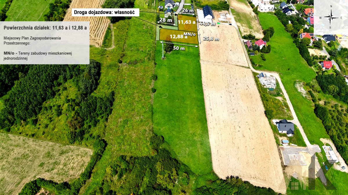 Widokowa działka budowlana w Biczycach Dolnych, 12,88 a Biczyce Dolne  13m2 Foto 1