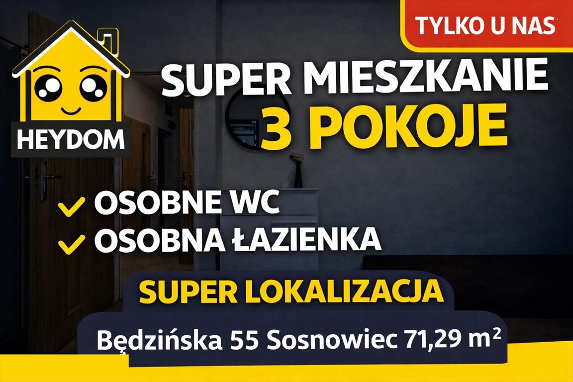 Przestronne 3-pokojowe mieszkanie w Sosnowcu, gotowe pod inwestycję! polecam! Sosnowiec, Pogoń, Będzińska  71m2 Foto 1