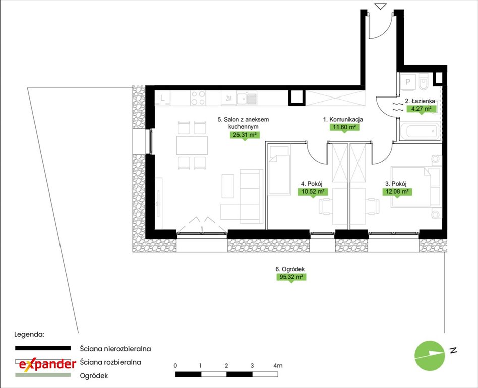 Nowoczesne 3 pokoje z dużym ogrodem i miejscami postojowymi Poznań, Jasielska  64m2 Foto 1