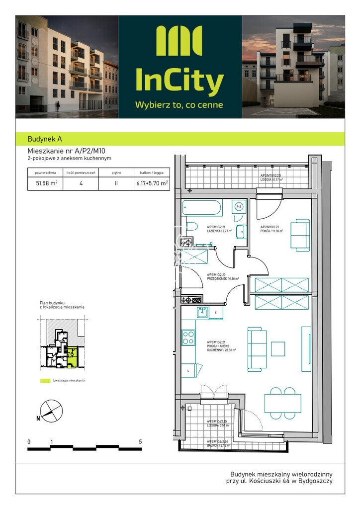 Mieszkanie dwupokojowe na sprzedaż Bydgoszcz, Śródmieście, Tadeusza Kościuszki  52m2 Foto 3