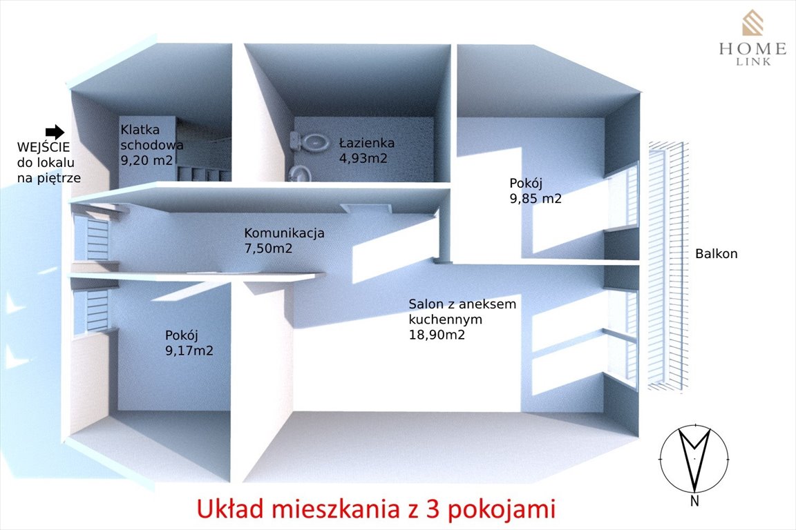 Mieszkanie trzypokojowe na sprzedaż Olsztyn, Osiedle Generałów  58m2 Foto 7