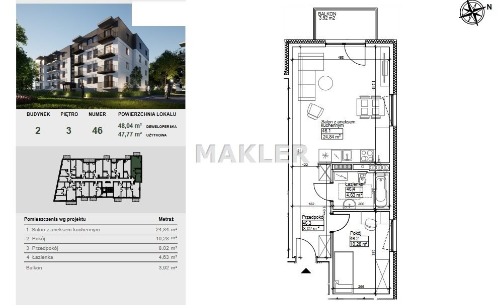 Mieszkanie dwupokojowe na sprzedaż Bydgoszcz, Szwederowo  48m2 Foto 6