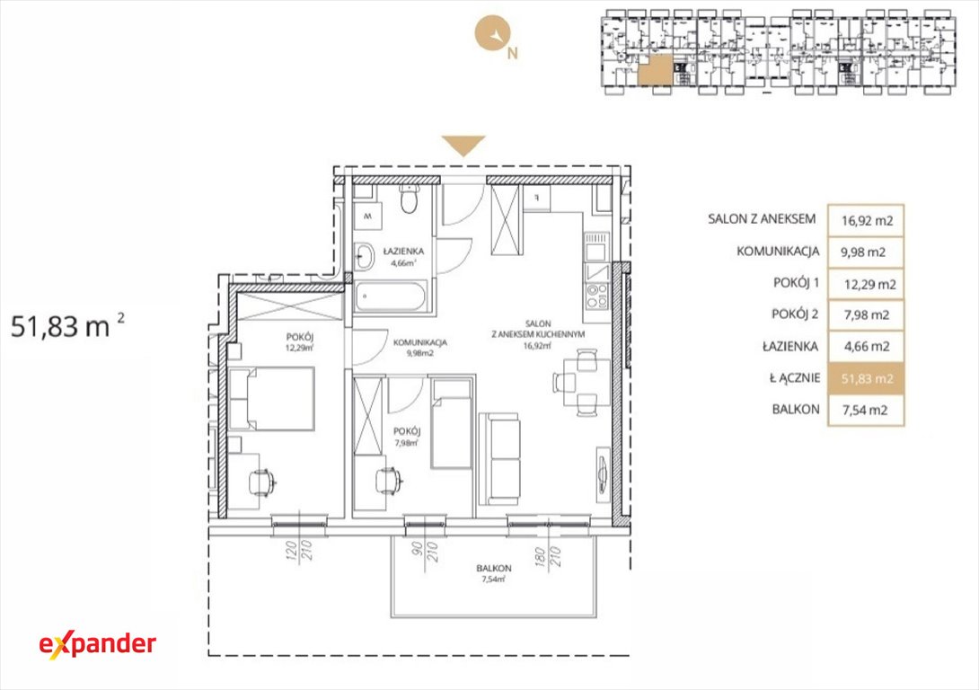 Do sprzedania nowoczesne 3-pokojowe mieszkanie 52 m² z balkonem Zgierz, Orla  52m2 Foto 1