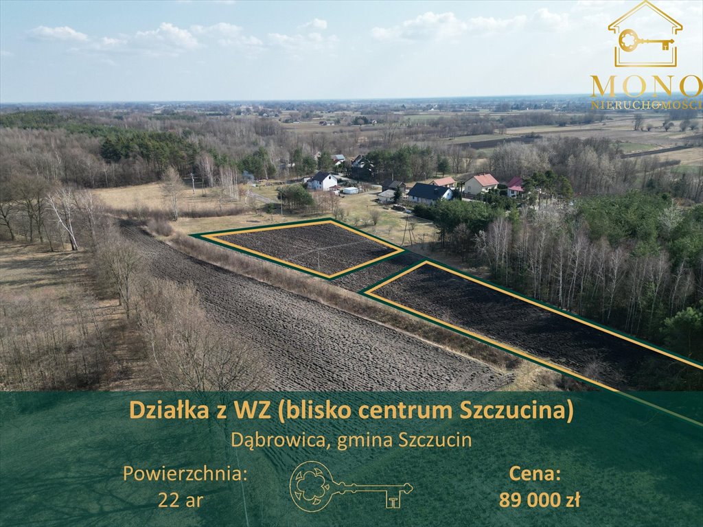 Działki budowlane z WZ, las, blisko Szczucina! Dąbrowica  2 200m2 Foto 1