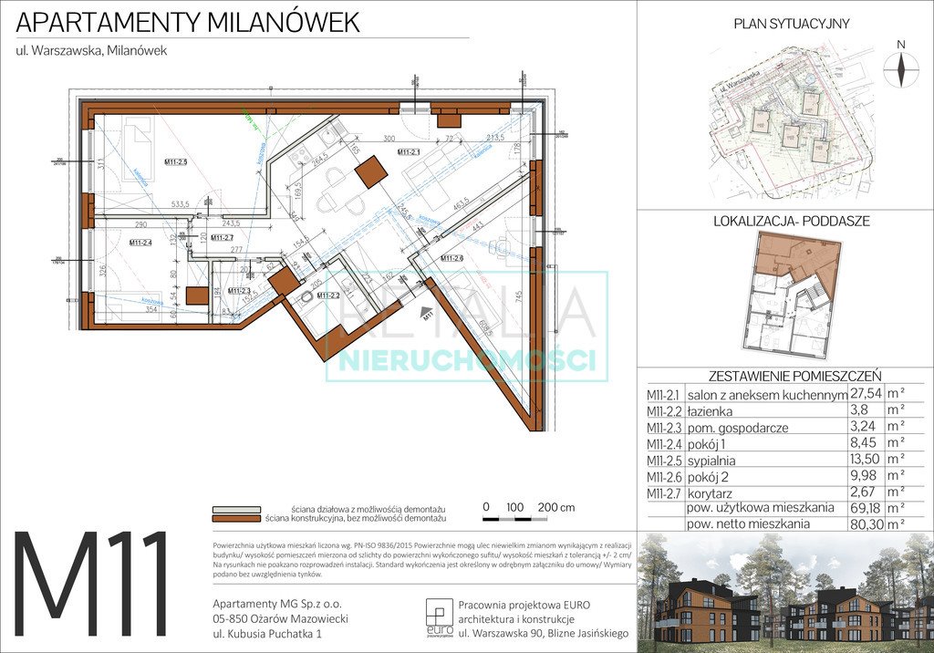 Mieszkanie trzypokojowe na sprzedaż Milanówek  69m2 Foto 2