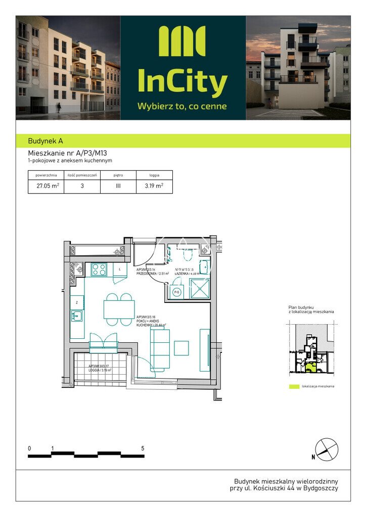 Kawalerka na sprzedaż Bydgoszcz, Śródmieście, Tadeusza Kościuszki  27m2 Foto 3