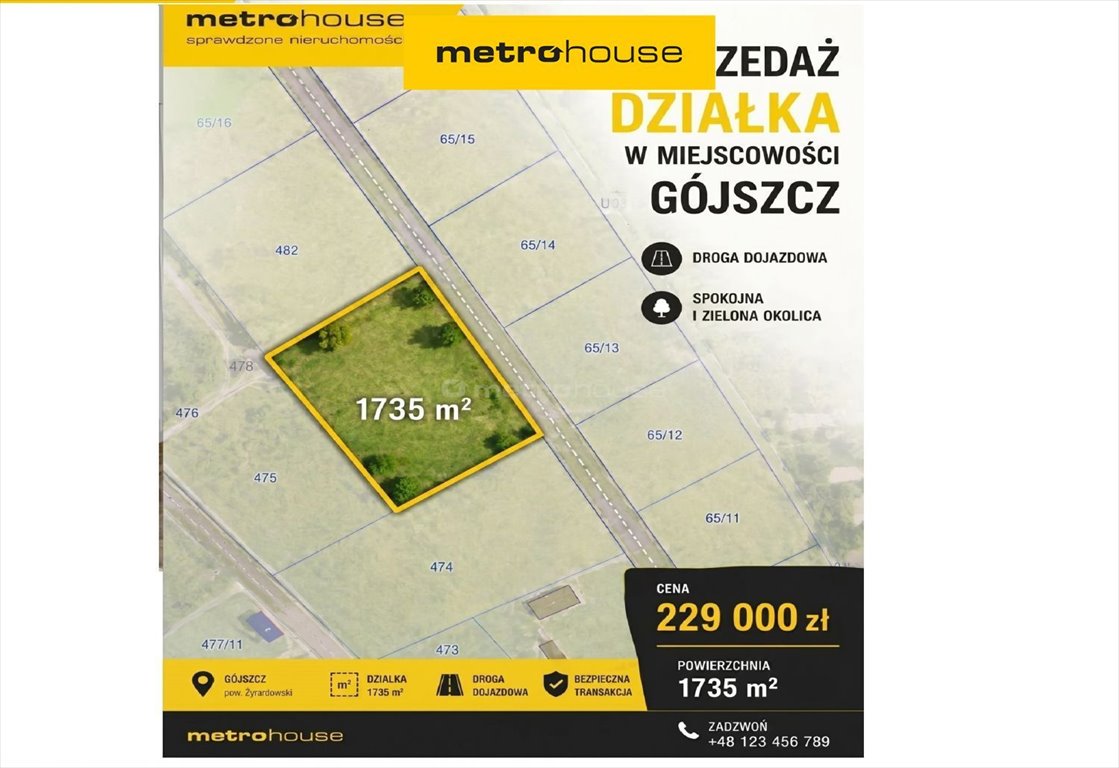 Zapraszam do obejrzenia działki 1735 m² z mediami i możliwością zabudowy Gójszcz  1 735m2 Foto 1