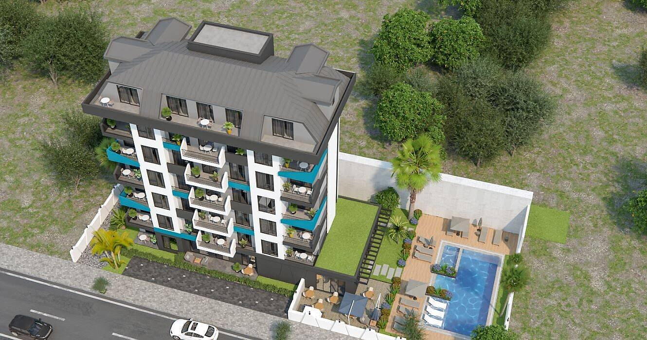 Nowoczesny 2 pok. apartament z tarasem i basenem w Avsallar Turcja, Avsallar, Avsallar, Alanya, Antalya  71m2 Foto 1