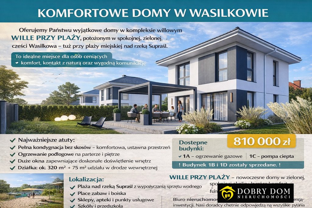 Komfortowe domy w Wasilkowie z ogrzewaniem gazowym lub pompą ciepła Wasilków  99m2 Foto 1
