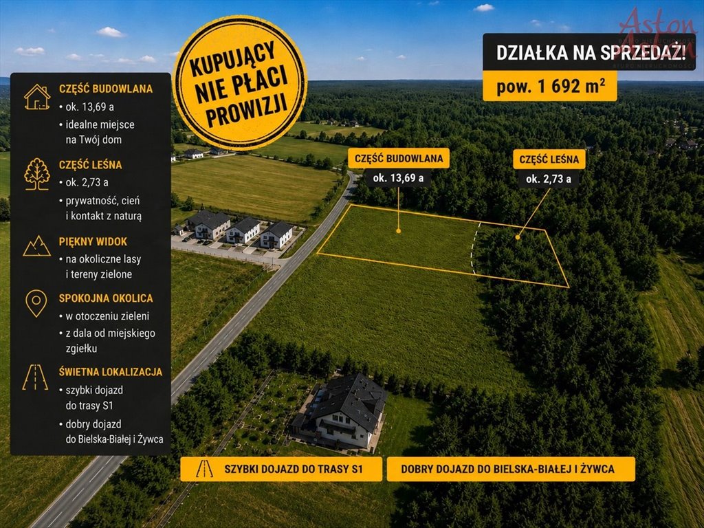 Działka 1692 m² z lasem i widokiem na góry - polecam! Krzyżówki  1 692m2 Foto 1