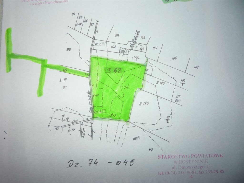 Grunty rolne 3,52 ha w Pacynie, kl. III-V Pacyna  35 200m2 Foto 1