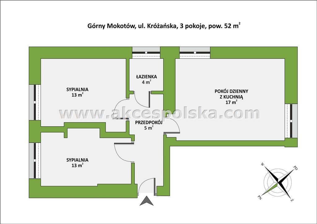 Mieszkanie trzypokojowe na sprzedaż Warszawa, Mokotów, Górny Mokotów, Króżańska  52m2 Foto 1