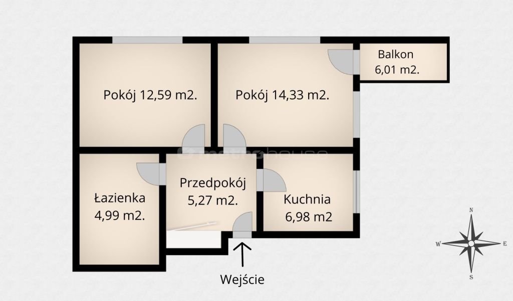 Mieszkanie dwupokojowe na sprzedaż Zamość  43m2 Foto 6