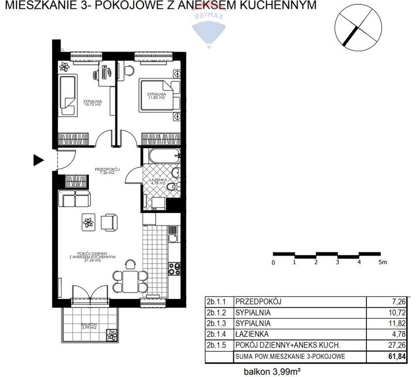 Mieszkanie trzypokojowe na sprzedaż Gdańsk, Zakoniczyn, Wieżycka  62m2 Foto 5