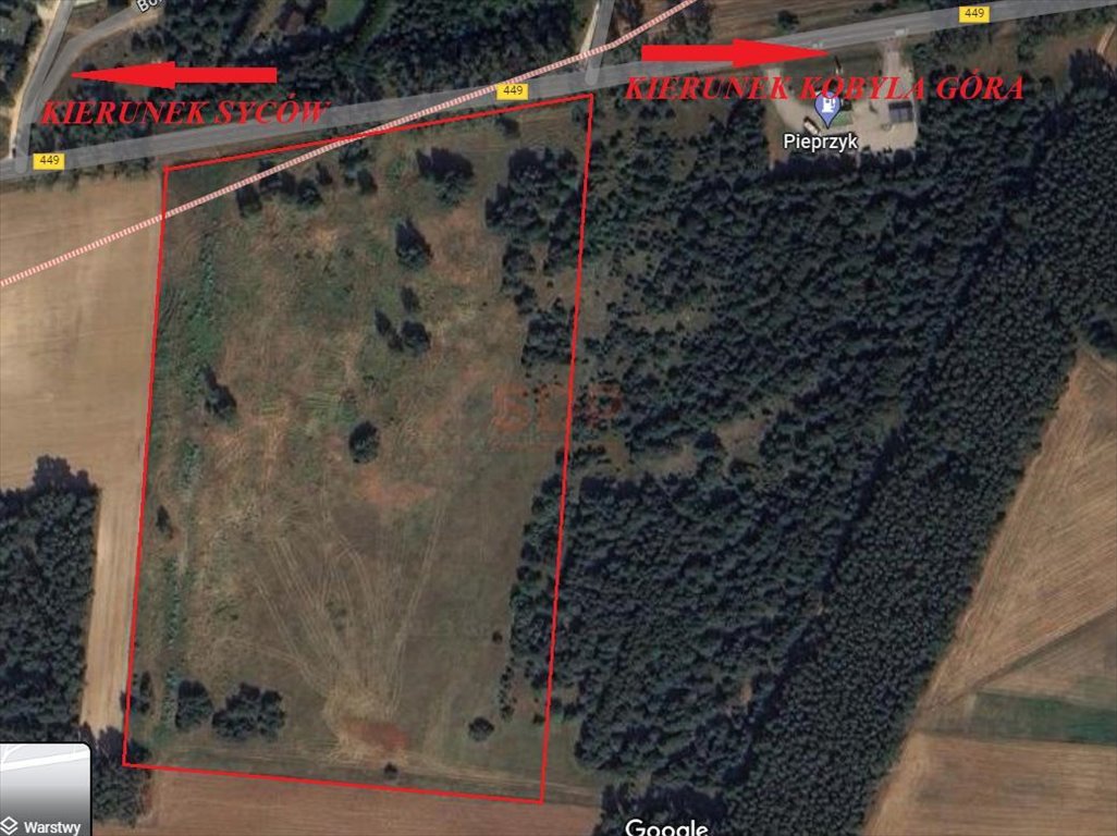 Działka budowlana 1050 m² w Kobyla Góra z mediami Kobyla Góra  1 050m2 Foto 1