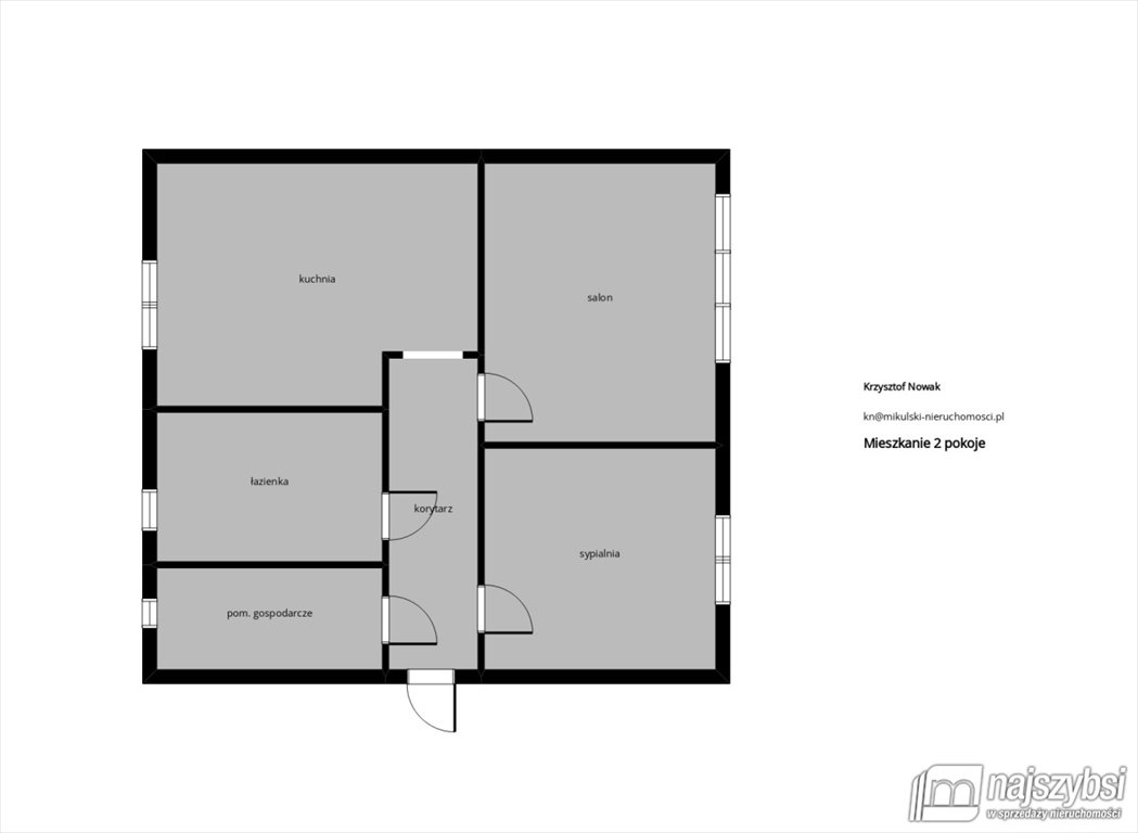 Mieszkanie dwupokojowe na sprzedaż Gryfice  54m2 Foto 18