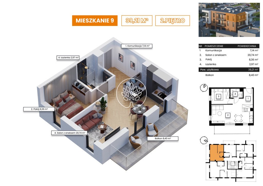 Dwupokojowe mieszkanie na Wyżynach z balkonem i 39 m2 Bydgoszcz, Wyżyny, Łomżyńska  39m2 Foto 1