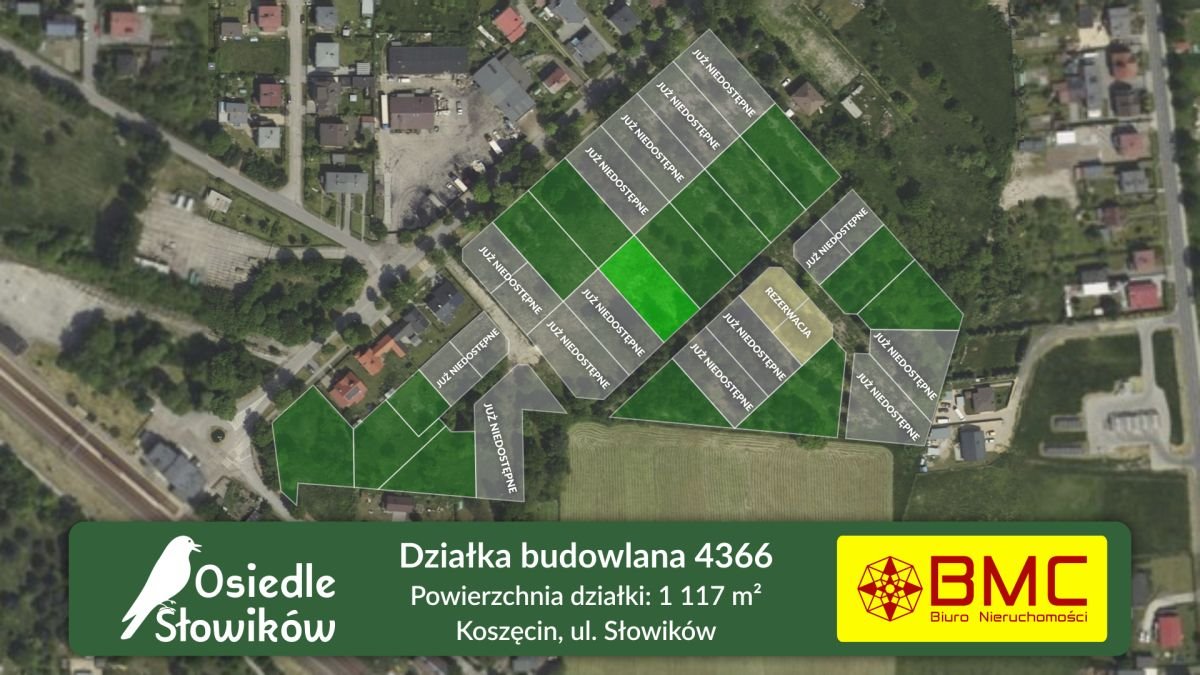 Polecam działkę budowlaną 1117 m² w Koszęcinie pod dom Koszęcin  1 117m2 Foto 1