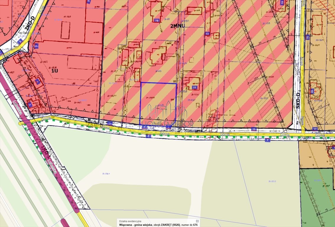 Na sprzedaż działka 1406 m² w Zakręcie z mediami i planem zabudowy: Zakręt: Górna