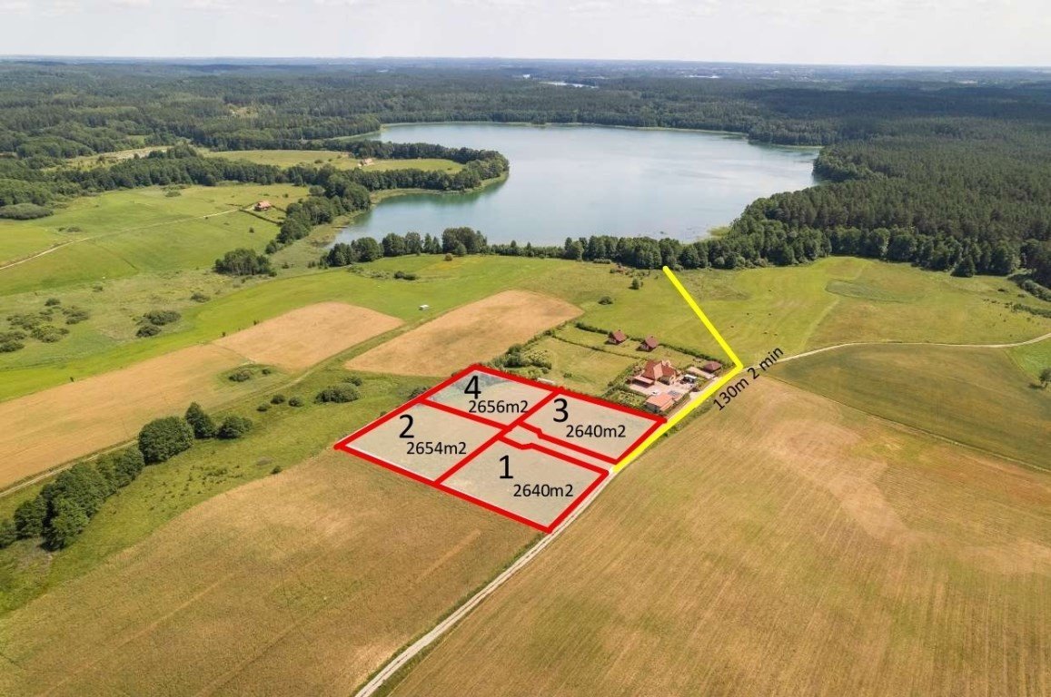 Działka 2772 m² pod dom w malowniczej Purdzie z dostępem do jeziora Purda  2 772m2 Foto 1