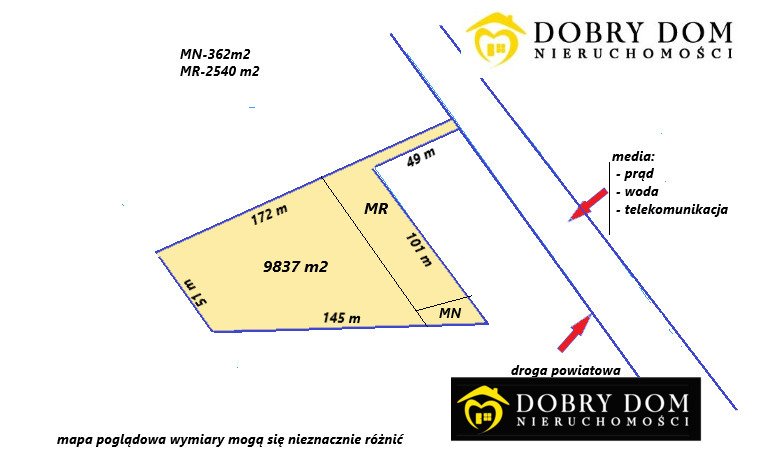 Duża działka z MPZP, media, dojazd asfaltowy Złotoria  9 837m2 Foto 1