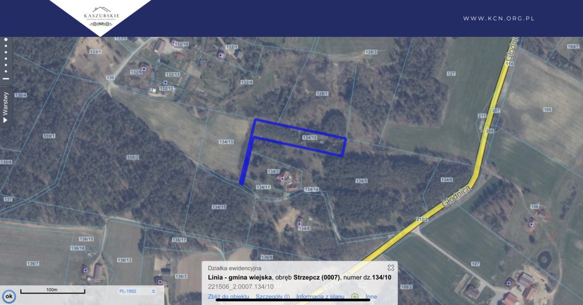 Działka na Kaszubach 4477 m² blisko jezior i lasów Strzepcz  4 474m2 Foto 1