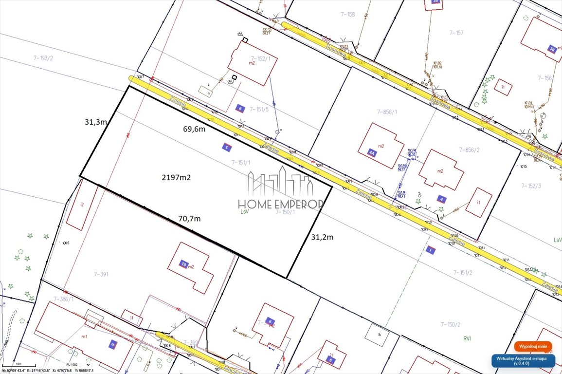 Działka 2197 m² pod zabudowę jednorodzinną, media w ulicy Emów, Sosnowa  2 197m2 Foto 1