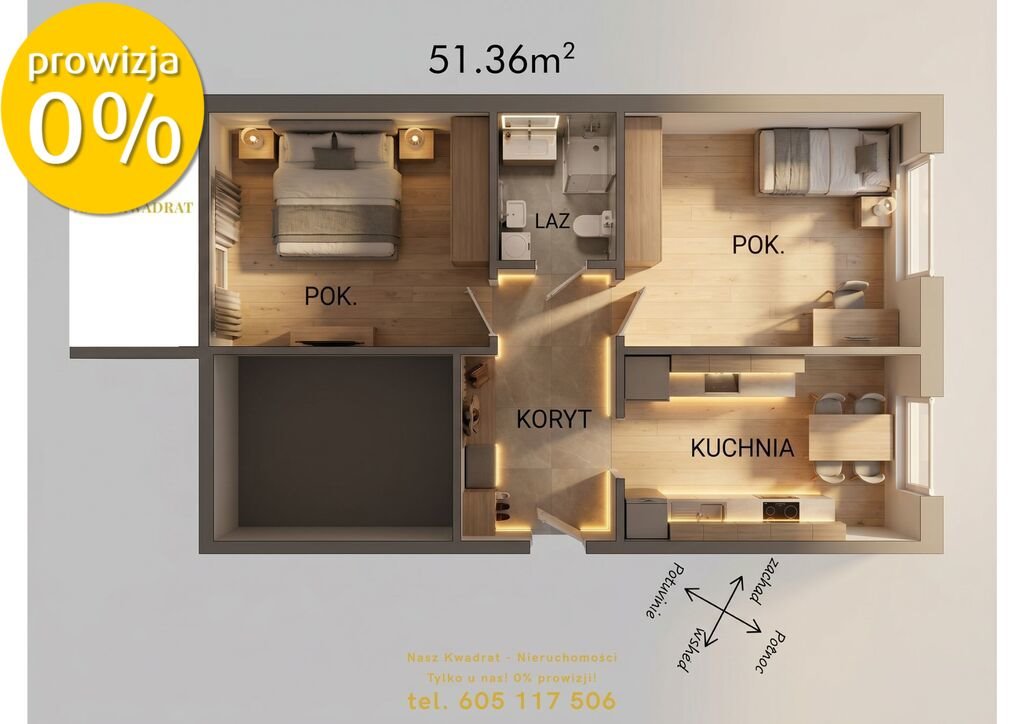 2-pokojowe mieszkanie w Łodzi Chojny, blisko natury i komunikacji Łódź, Chojny, Chojny, Gładka  54m2 Foto 1