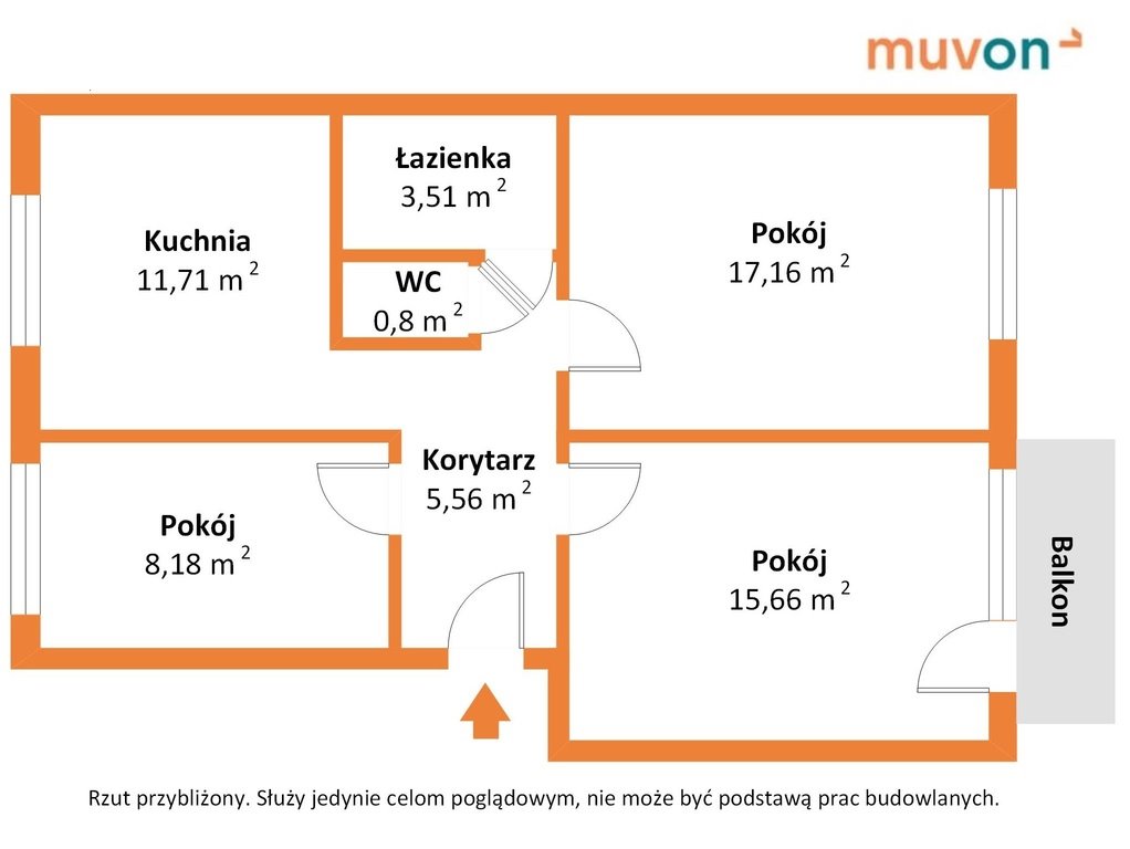 Mieszkanie trzypokojowe na sprzedaż Wronki  63m2 Foto 12