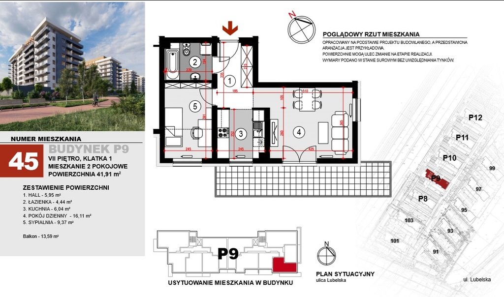 Mieszkanie dwupokojowe na sprzedaż Rzeszów, Lubelska  42m2 Foto 2