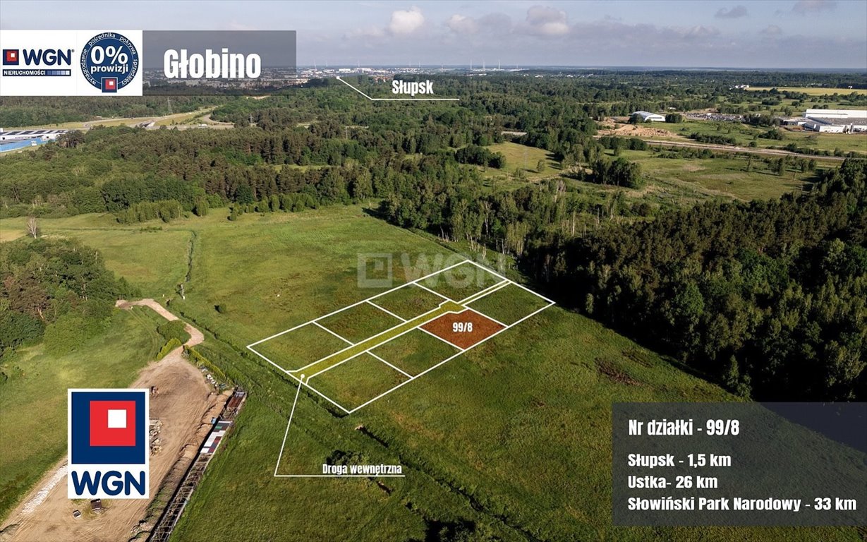 Działka budowlana 1004 m² blisko Słupska, MPZP, media Głobino, Łąkowa  1 004m2 Foto 1