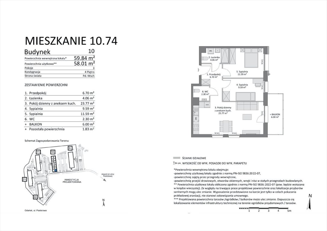 Mieszkanie trzypokojowe na sprzedaż Gdańsk, Łostowice  58m2 Foto 3