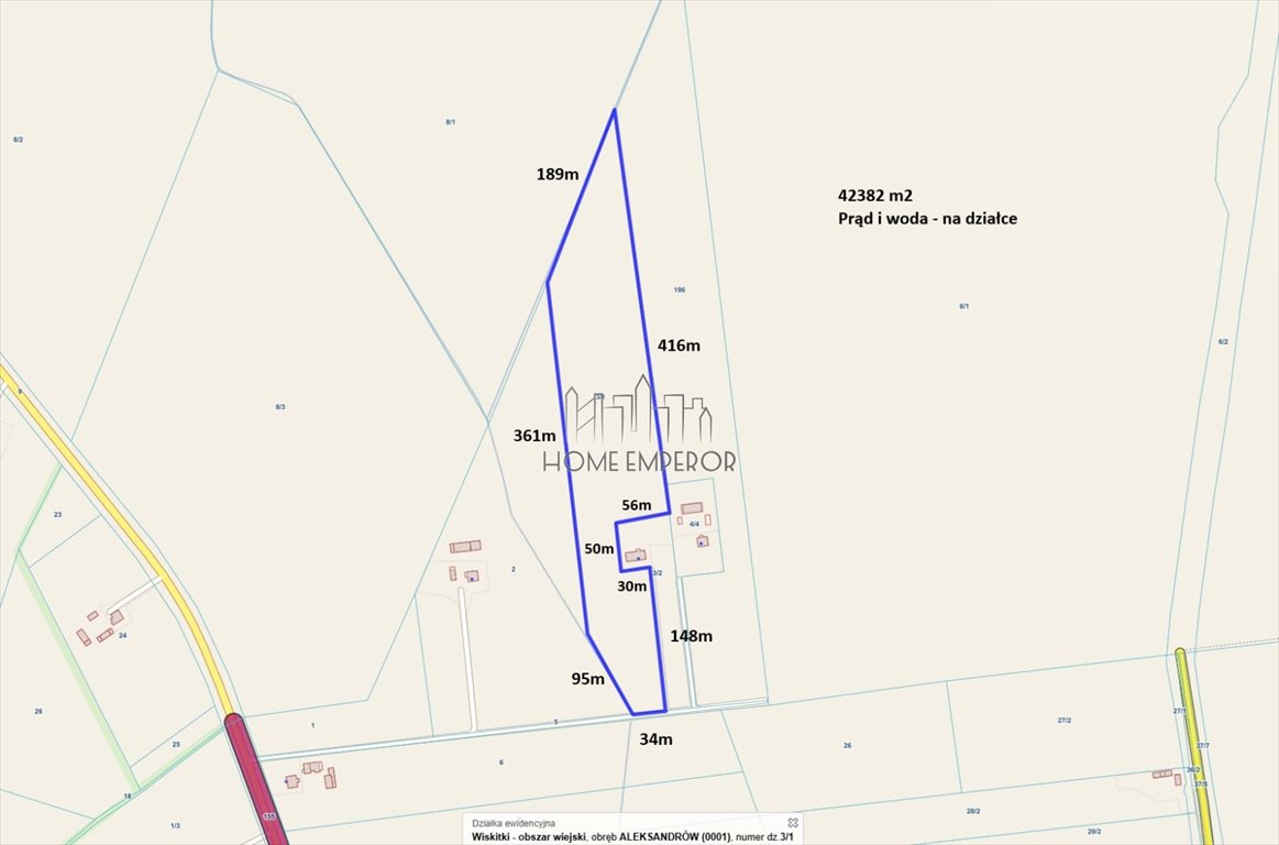 Polecam działkę 42 382 m² w Aleksandrowie z mediami i dużymi wymiarami Aleksandrów, Aleksandrów  42 382m2 Foto 1
