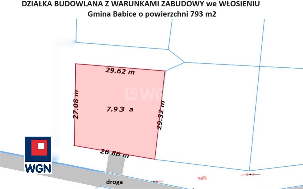 Działka budowlana na sprzedaż Włosień, Włosień  793m2 Foto 2