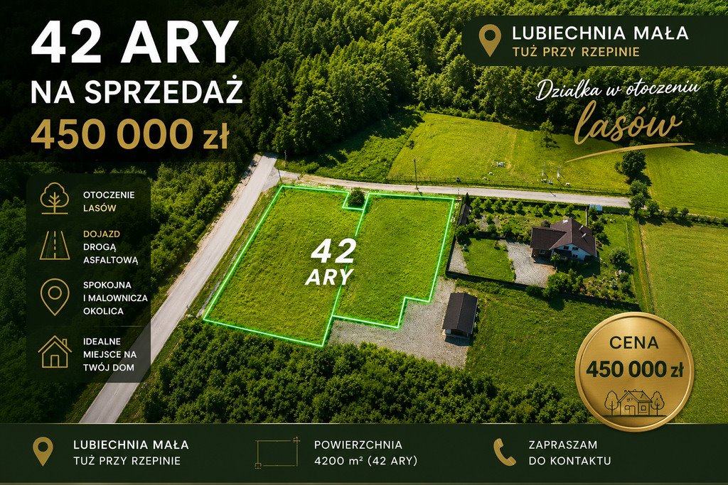 Polecam działkę 4200 m² w Lubiechnia Mała w otoczeniu lasów Lubiechnia Mała  4 200m2 Foto 1