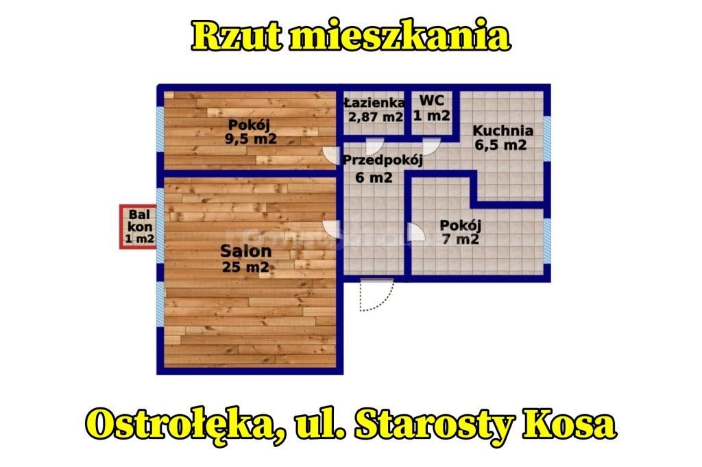 Mieszkanie trzypokojowe na sprzedaż Ostrołęka, Starosty kosa  58m2 Foto 11