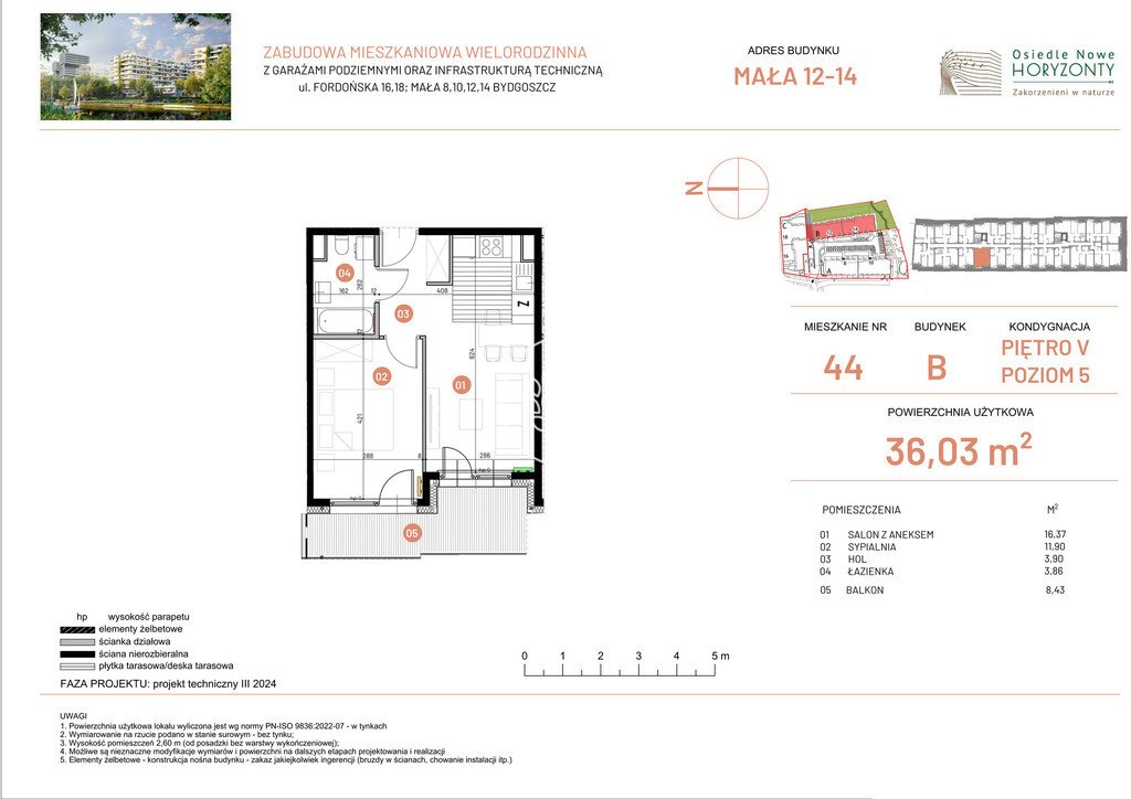 Dwupokojowe mieszkanie na sprzedaż w Bydgoszczy, 36,03 m2 Bydgoszcz, Fordońska  36m2 Foto 1