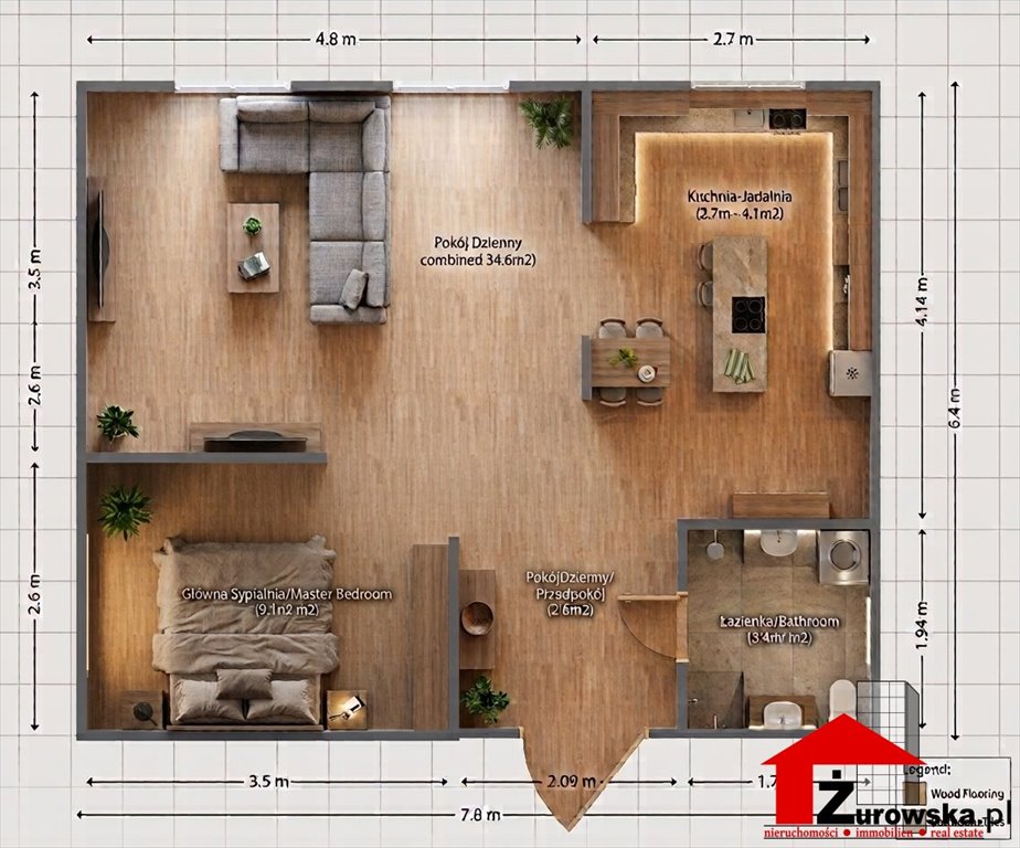 Zapraszam do obejrzenia 45 m² dwupokojowego mieszkania w Strzelcach Opolskich Strzelce Opolskie  45m2 Foto 1