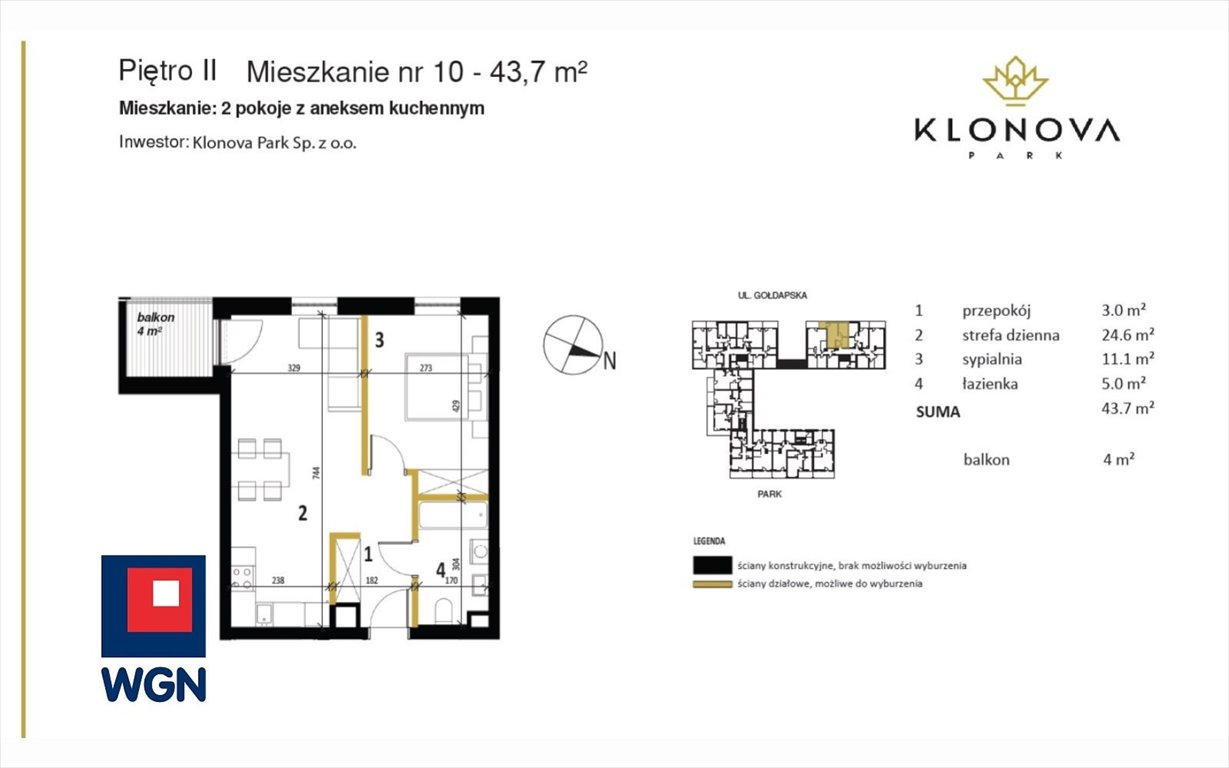 Mieszkanie dwupokojowe na sprzedaż Olecko, Centrum, Gołdapska  44m2 Foto 3