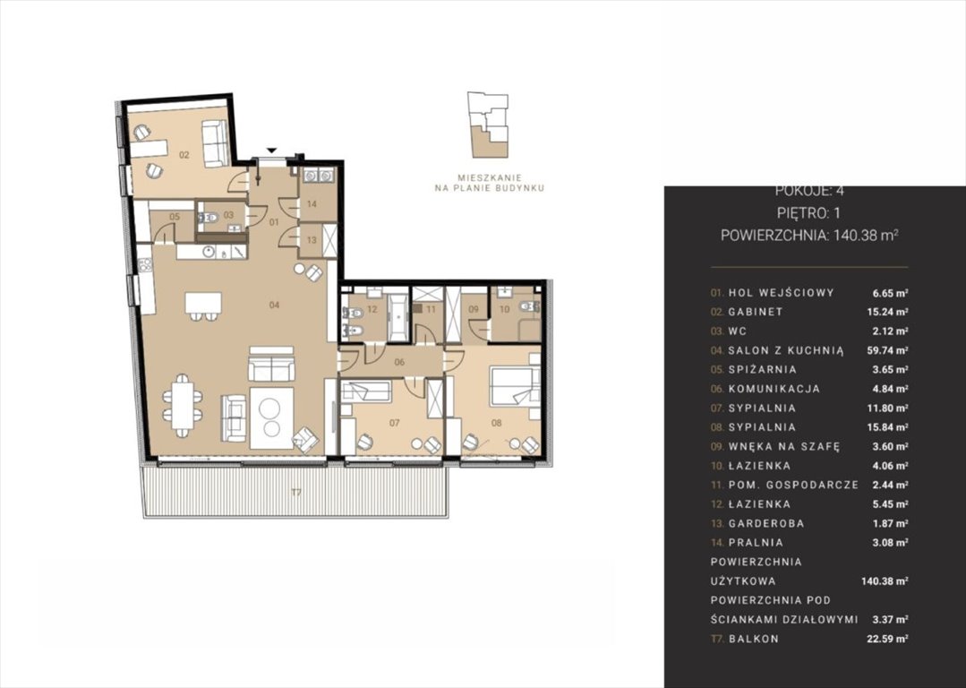 Polecam luksusowy 4-pokojowy apartament 141 m² w sercu Mokotowa Warszawa, Mokotów, Władysława Orkana  141m2 Foto 1