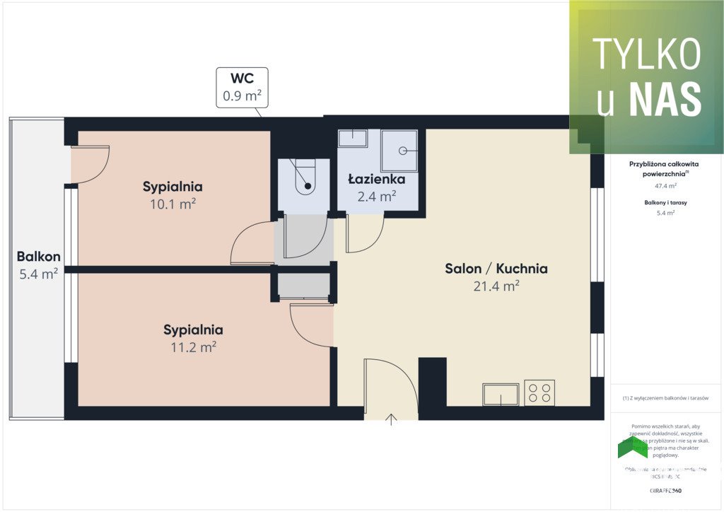 Mieszkanie trzypokojowe na sprzedaż Białystok, Dziesięciny, Gajowa  48m2 Foto 1