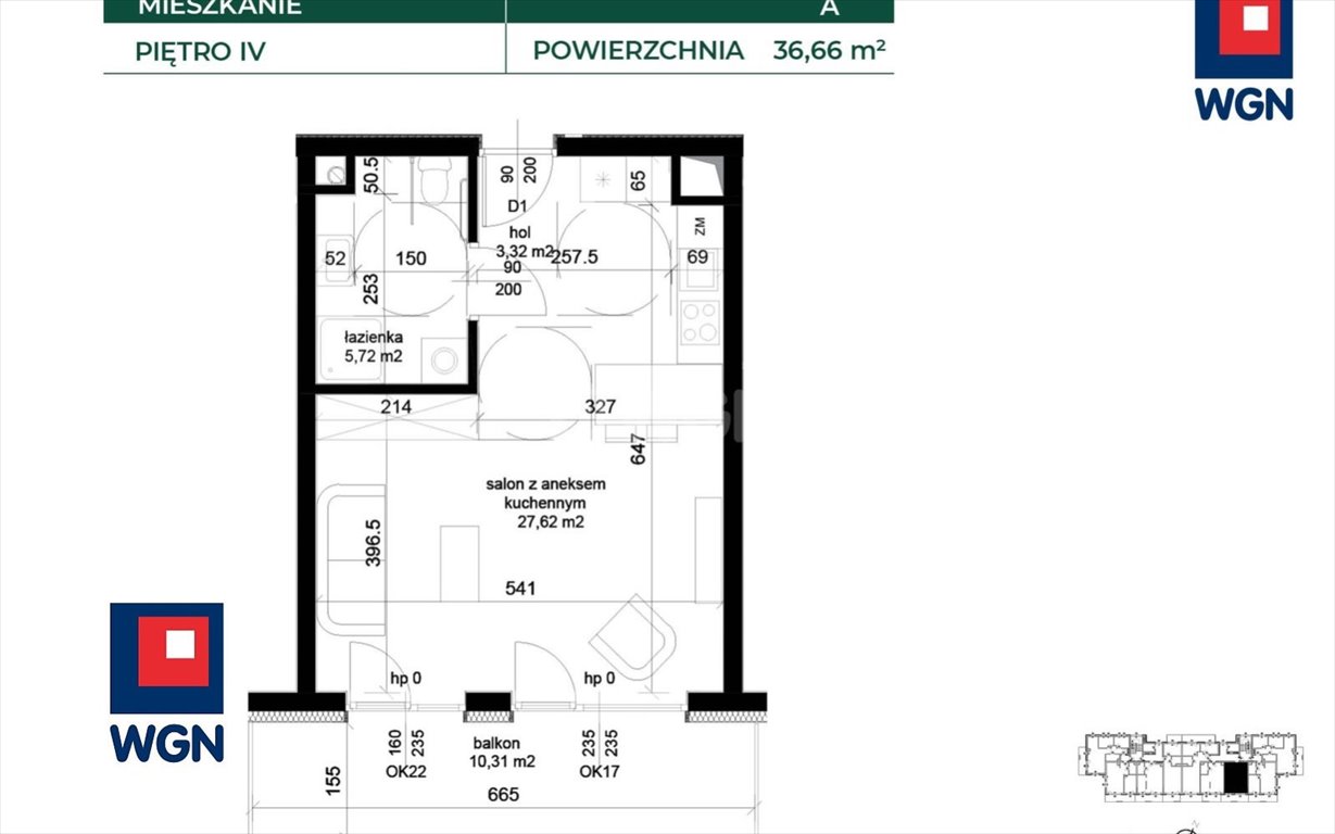 Nowoczesne 36,66 m² z dużym balkonem w Łęcznej polecam Łęczna, Bobrowniki, Wierzbowa  37m2 Foto 1