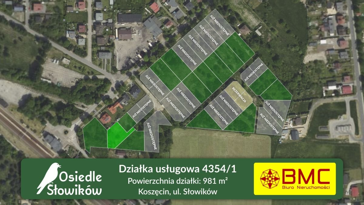 Działka budowlana na sprzedaż Koszęcin, Słowików  981m2 Foto 1