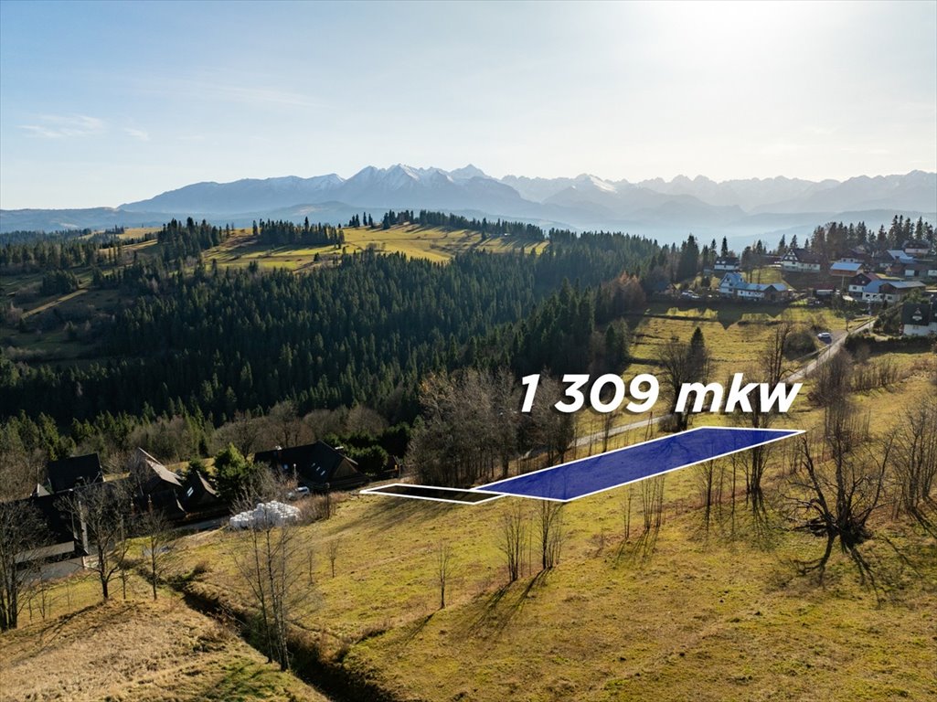 Widokowa działka pod dom z Tatrami - asfalt media 1309 m² Rzepiska, Pawliki  1 309m2 Foto 1