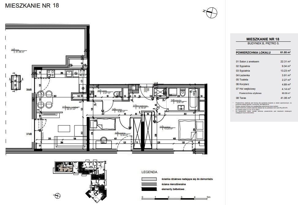 Mieszkanie trzypokojowe na sprzedaż Warszawa, Bemowo, Marynin  62m2 Foto 3