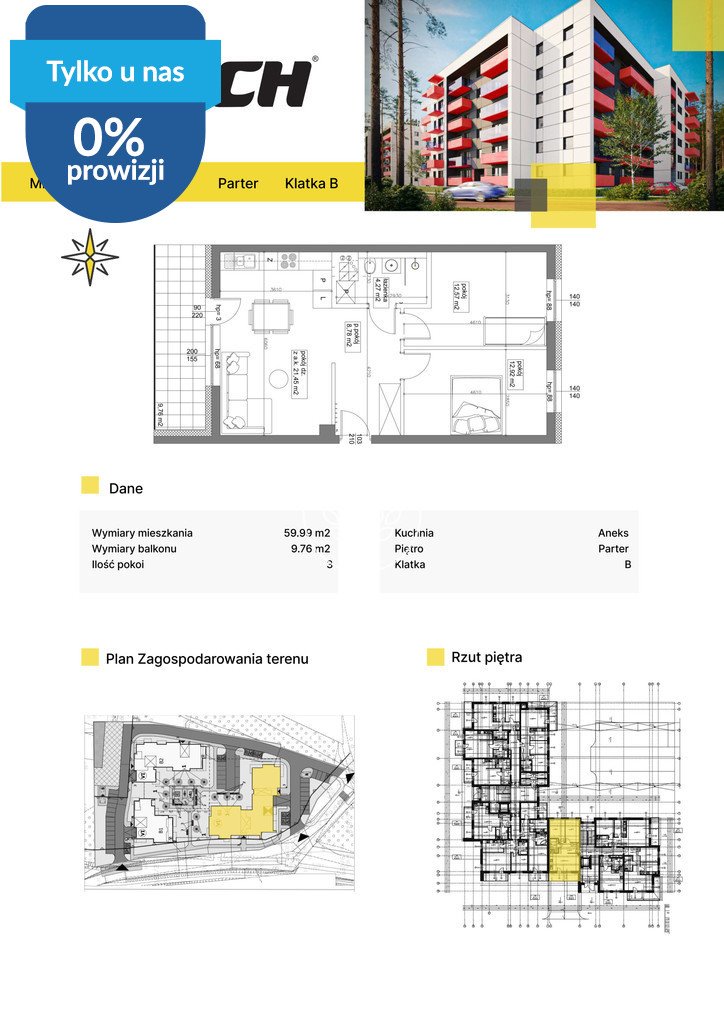 Przestronne 3-pokojowe mieszkanie 60,8 m2 w Solec Kujawski Solec Kujawski, Kujawska  61m2 Foto 1