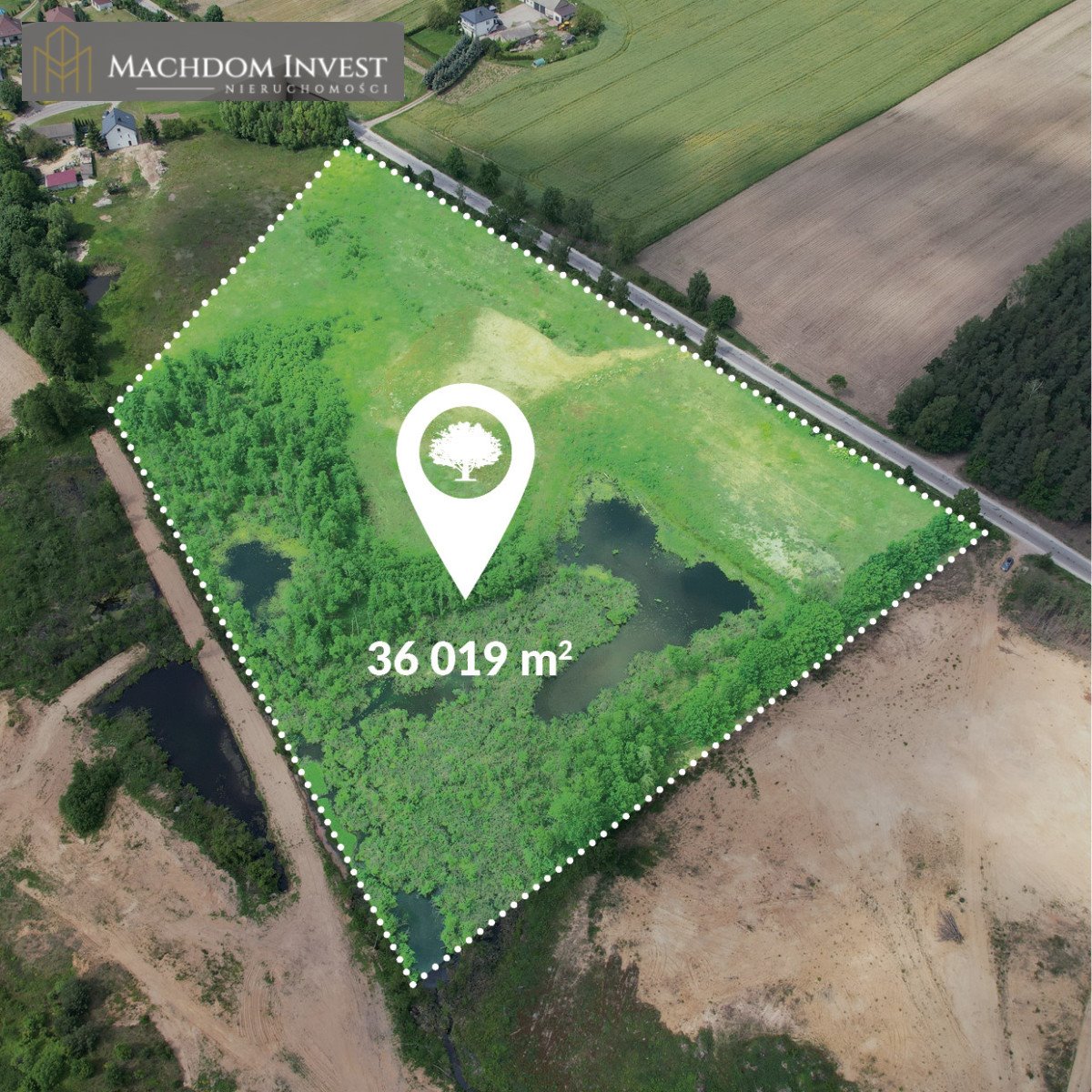 Działka z stawem i MPZP, idealna pod dom i działalność Huta-Chojno  36 000m2 Foto 1