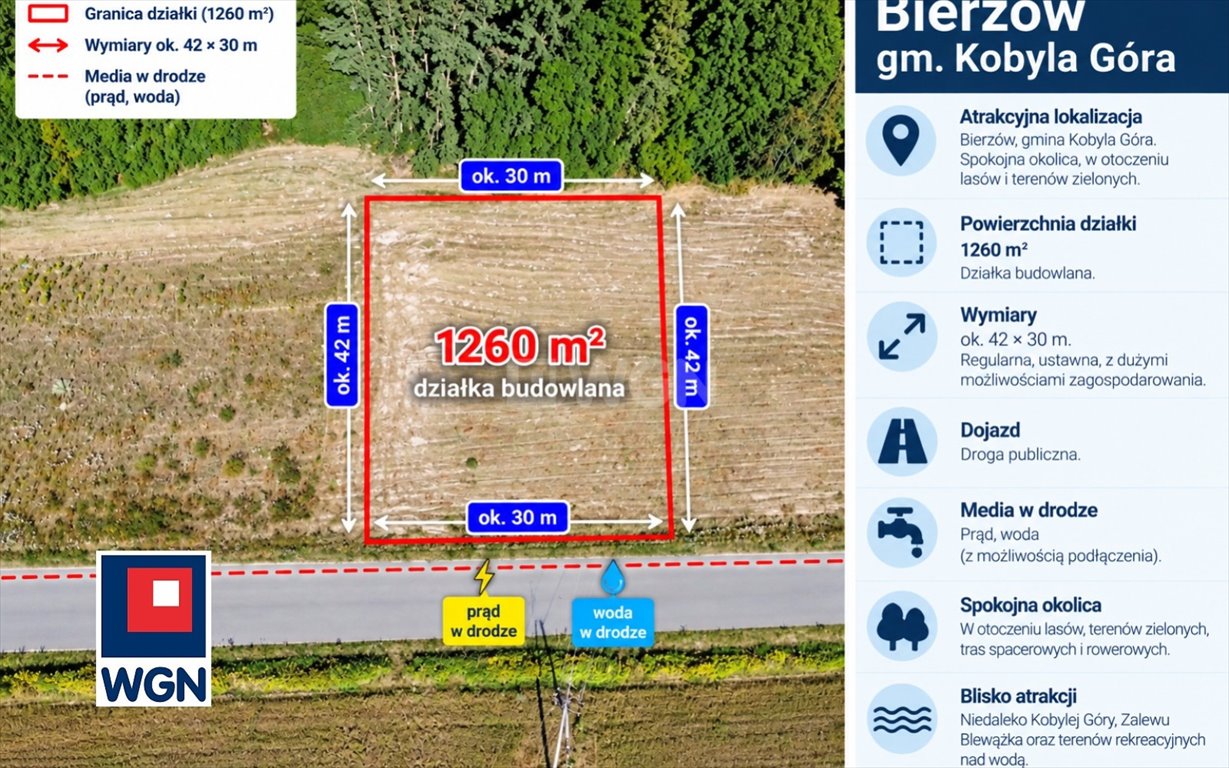 Działka 1260 m² w Bierzowie, lasy i rekreacja - polecam! Kobyla Góra, Bierzów, Bierzów  1 260m2 Foto 1